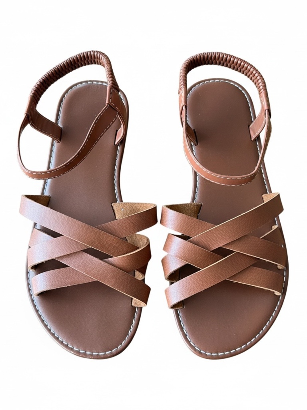 Women’s Brown Strappy Sandals Size 39 (US 8-8.5) Casual Summer